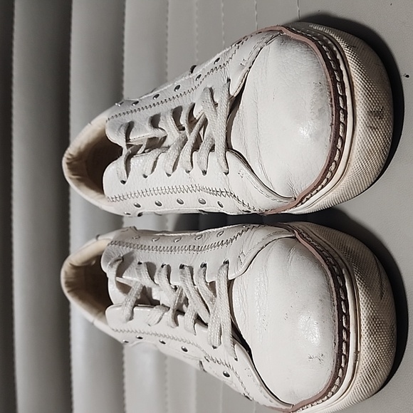 CROWN VINTAGE Kalinda Sneakers Size 7 Studs Chunky Bone Ivory Leather - Picture 11 of 13